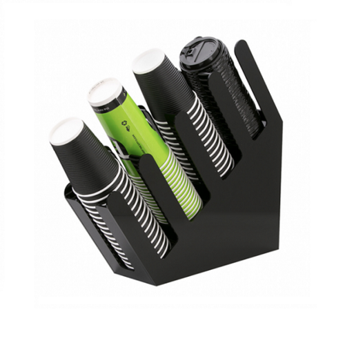 4 Compartment Slanted Cup Holder - Black 100x415x460mm - 056968