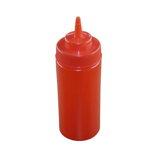 Chef Inox Squeeze Bottle  - Wide Mouth 480ml/16oz Red - 06972