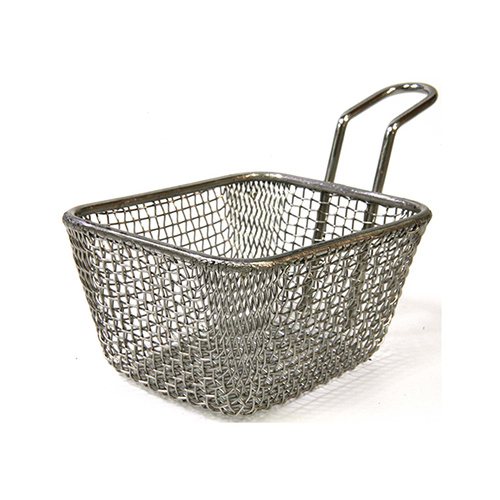 Chef Inox Serving Basket Rectangular Wire Mesh Handle 100x90x6 - 07690