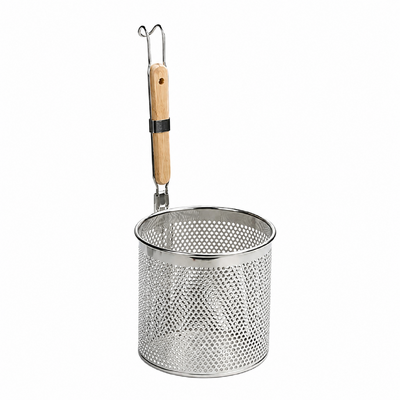 KK Flat Bottom Noodle Basket with Wooden Handle - 140mm - 078198