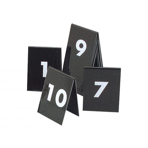 Table Numbers 1-10 50x55mm  (White on Black) - 08360BS0