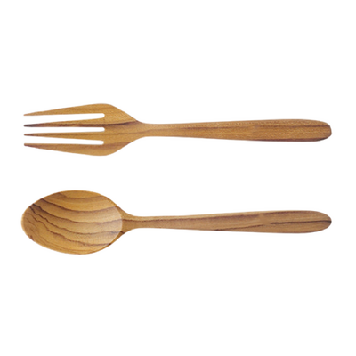 Alam Carola Teak Wooden Spoon & Fork Set - 190mm - 100464