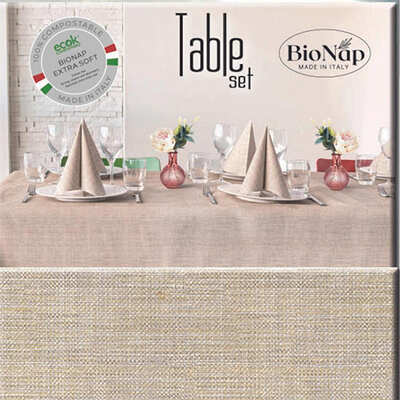 Bionap TableSet Lino Sand Compostable (Pack of 10) - 1145033-Pack