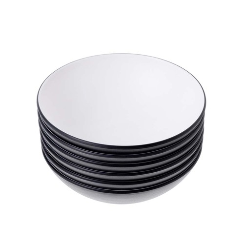 Coucou Melamine Soup Bowl 18.7cm - White & Black (Box of 6) - 11BS18WB