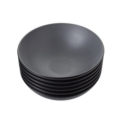 Coucou Melamine Serving Bowl 21.2cm - Grey & Black (Box of 6)  - 11BS21GY