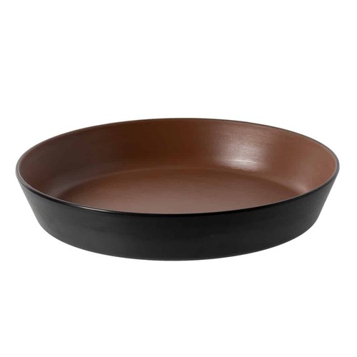 Coucou Melamine Dual Colour Flat Round Bowl 29cm - Brown & Black - 11BW29BB