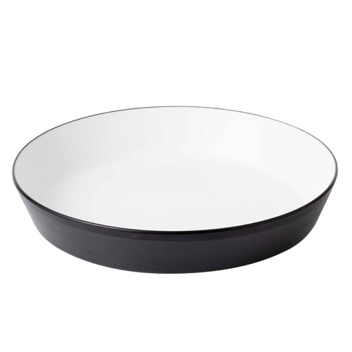 Coucou Melamine Dual Colour Flat Round Bowl 29cm - White & Black - 11BW29WB