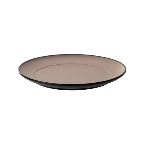 Coucou Melamine Round Plate 21cm - Beige & Black - 11PL21EB