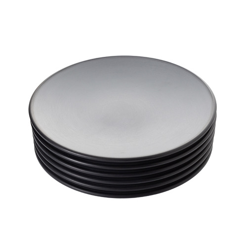 Coucou Melamine Side Plate 20.5cm - Grey & Black (Box of 6) - 11PS20GY