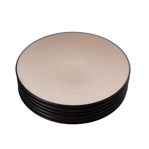 Coucou Melamine Dinner Plate 25.5cm - Beige & Black (Box of 6) - 11PS25BE