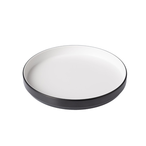 CouCou Dual Colour Round Edge Plate 20cm - White & Black - 11REP20WB