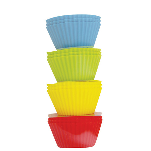 Avanti Silicone Muffin Cups 90mm Diameter Red/Blue/Green/Yellow (Box of 12) - 12091