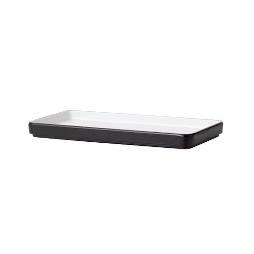 Coucou Melamine Dual Colour Rectangle Plate 25x12cm - White & Black - 12PL25WB