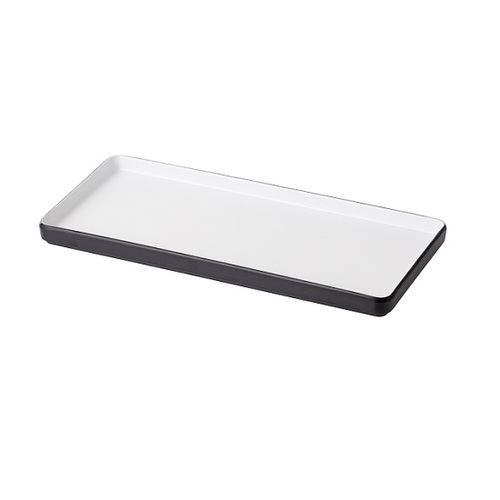 Coucou Melamine Dual Colour Rect. Plate 32.5x15cm - White & Black - 12PL32WB