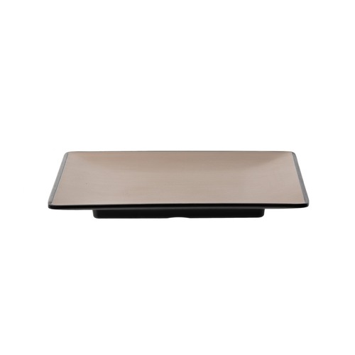 Coucou Melamine Square Plate 22 x 22cm - Beige & Black - 13PL22EB