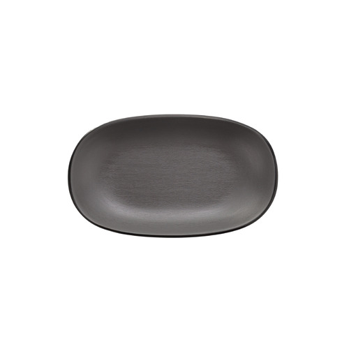 Coucou Melamine Oblong Plate 18 x 10cm - Grey & Black - 14BW18GB