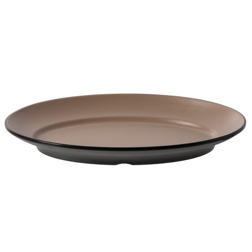 Coucou Melamine Oval Plate 31x22cm - Beige & Black  - 14BW31EB