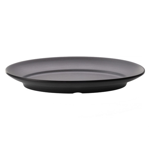Coucou Melamine Oval Plate 31 x 22cm - Grey & Black  - 14BW31GB