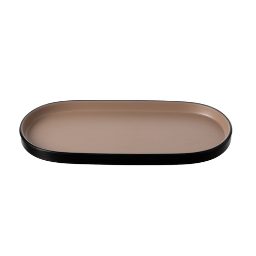 Coucou Melamine Oval Plate 26.2x12.8x1.8cm  - Beige & Black - 14PL26EB