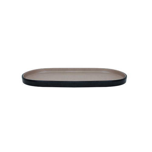 Coucou Melamine Oval Plate 28.8x12.8x1.8cm - Beige & Black - 14PL29EB