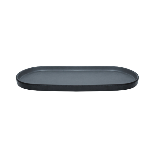 Coucou Melamine Oval Plate 28.8x12.8x1.8cm - Grey & Black - 14PL29GB