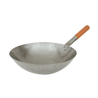 Iron Wok Wood Handle, Round Bottom 360mm  - 20564
