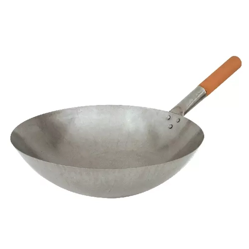 Iron Wok Wood Handle, Round Bottom 400mm - 20566
