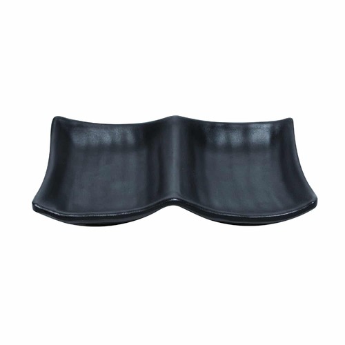 Coucou Melamine Two Section Dish 14cm - Matte Black - 32SD13BK