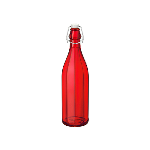Bormioli Rocco Oxford Bottle 1.0Lt with Top Red - 330-160