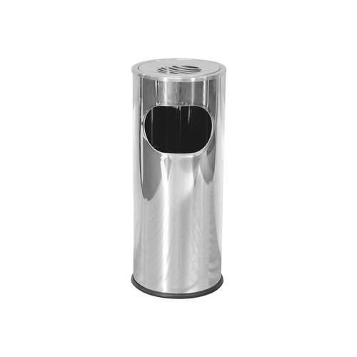 Round Bin With Ashtray - Stainless Steel - 40090