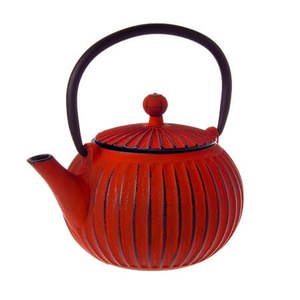 Teaology Cast Iron Teapot 500ml - Ribbed Red / Black - 4072R