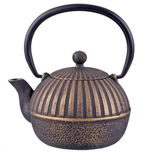 Teaology Cast Iron Teapot 500ml - Imperial Stripe Black / Gold - 4074BK