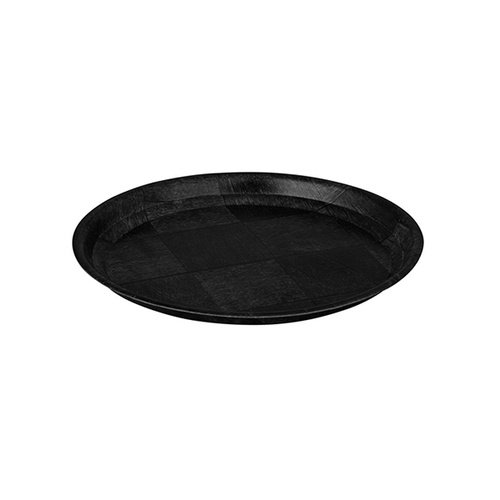 Black Woven Wood Round Tray - 200mm (Box of 12) - 41508-BK