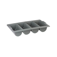 Gastronorm Cutlery Box - 4 Compartment 530x325x100mm Grey Plastic - 45045-GY