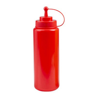 Squeeze Bottle - Wide Mouth With Cap 1000ml Red  - 45132-R