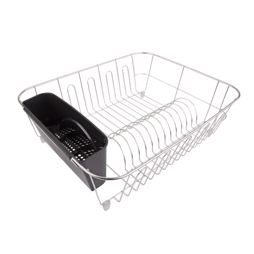 D.Line Large S/S Dish Drainer with Caddy 44.5x35.5x14cm - Black - 4577BK