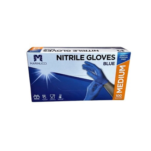 Medium Blue Powder Free Nitrile Glove (Box of 100) - 48-MNGMPFBU