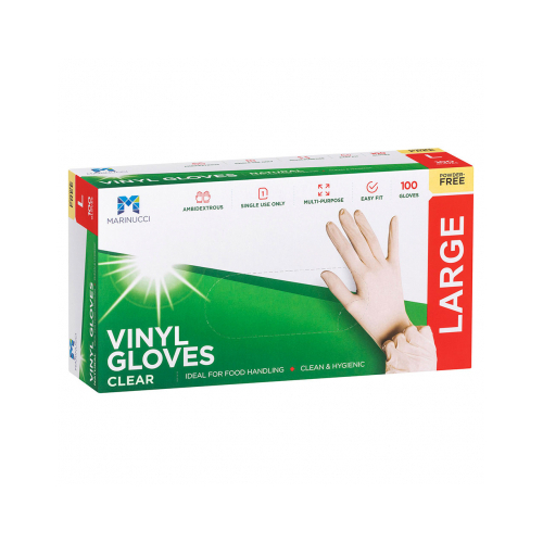 Vinyl Glove Clear P/F Large (Box of 100) - 48-MVGLPF