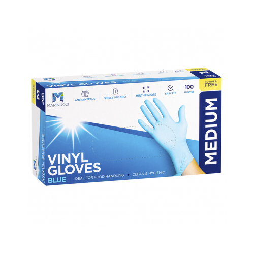 Vinyl Glove Clear P/F Medium Blue (Box of 100) - 48-MVGMPFB