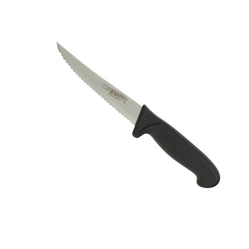 Kharve Utility Knife Serrated 13cm Black Handle - 48211