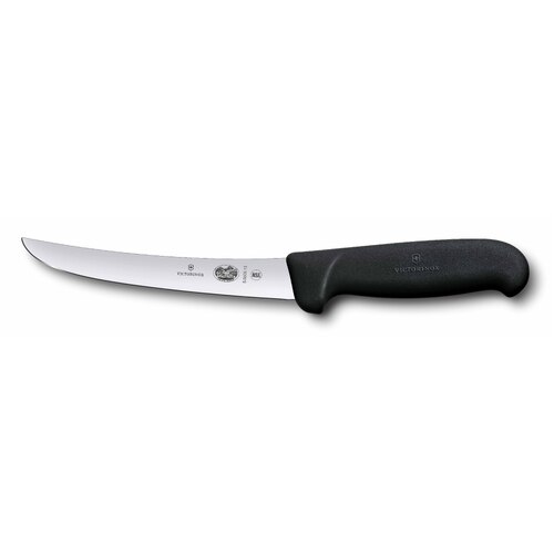 Victorinox Fibrox Curved Edge Wide Blade Boning Knife 150mm Black  - 5.6503.15
