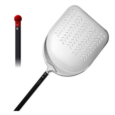 Piazza Pizza Peel 330 x 1870 mm Rectangular Perforated Aluminium Head with Handle - 5235116