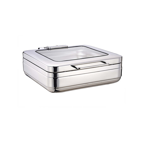 Chef Inox Induction Chafer - 18/8, Rectangular, 2/3 Size with Glass Lid - 54903