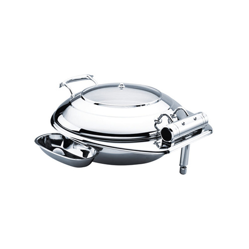 Chef Inox Deluxe Chafer - 18/8, Round, Large with Glass Lid - 54916