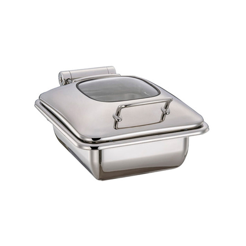 Chef Inox Ultra Chafer - Stainless Steel, Rectangular, 1/2 Size with Glass Lid - 54921