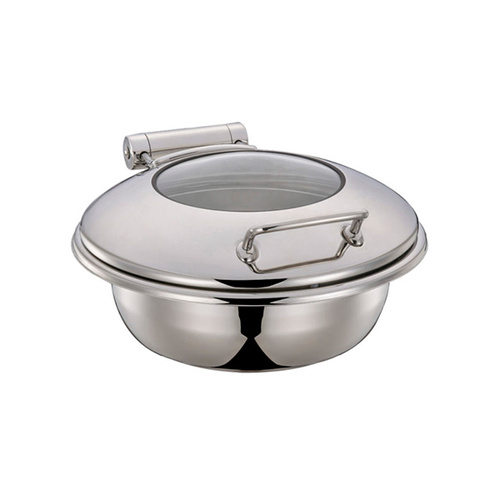 Chef Inox Ultra Chafer - 18/8, Round, Small with Glass Lid - 54925