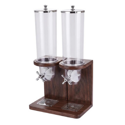 Chef Inox Serve Walnut Wood Dual Cereal Dispenser 340x220x640mm - 55603
