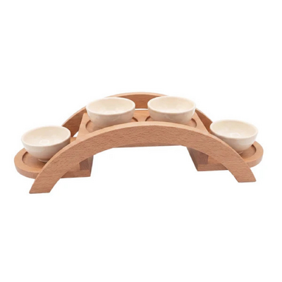Chef Inox Serve Beechwood 4-Bowl Riser Set 470x150x120mm - 55750