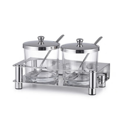 Chef Inox Serve 2-Jar Condiment Holder Set Stainless Steel 190x105x135mm - 55790
