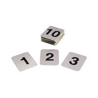 Trenton Flat Adhesive Table Numbers - Set Of 11 - 20 50x40mm Stainless Steel - 57420